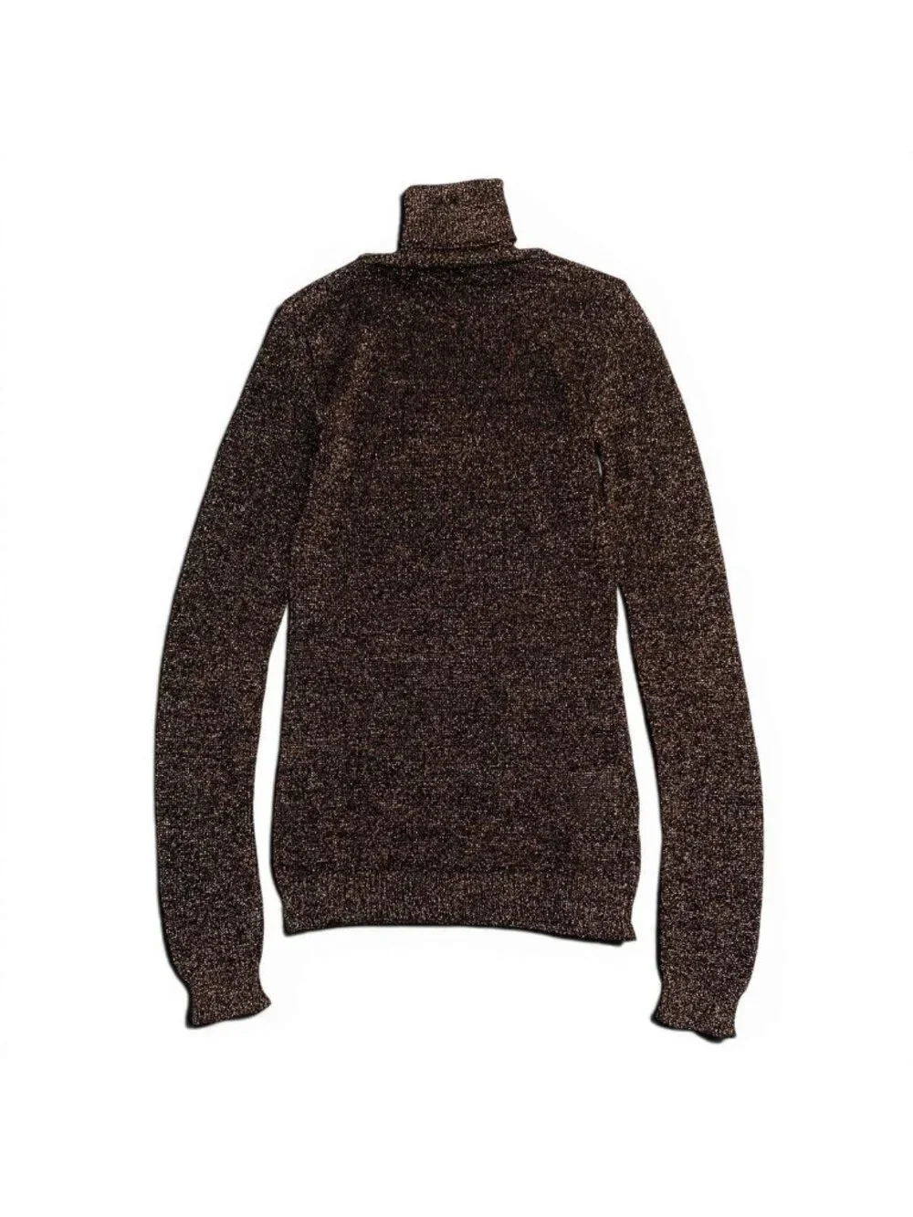 Miu Miu Ef5 Turtleneck Glitter Knit Sweater Black Gold